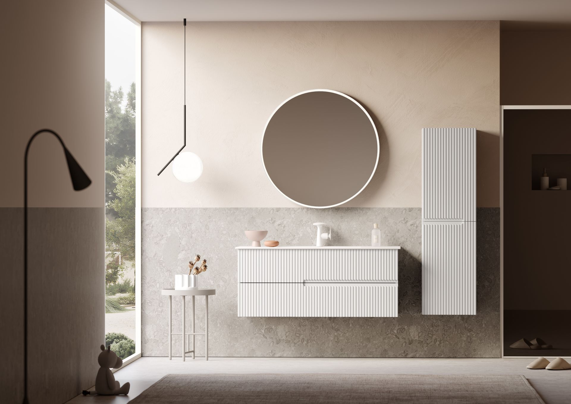 Orka Moonlight 120 Banyo Dolabı + Boy Dolabı 40 Beyaz ( Boy Dolabı Dahildir )