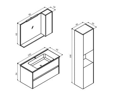 Orka Düden 100 Banyo Dolabı (Çekmeceli) Teak (Boy Dolabı Hariçtir)