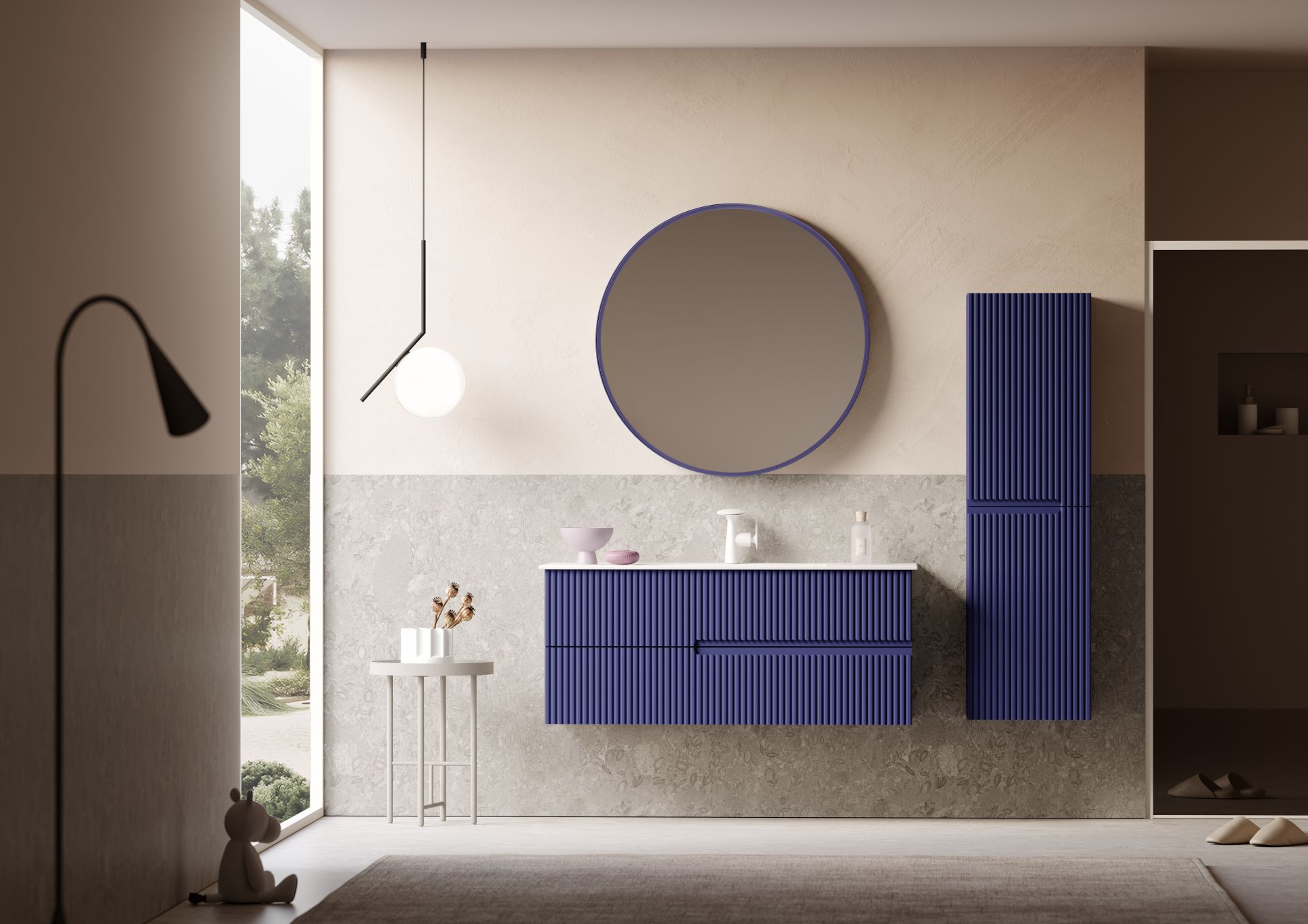 Orka Moonlight 120 Banyo Dolabı Lacivert ( Boy Dolabı Hariçtir )