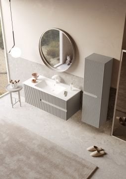 Orka Moonlight 90 Banyo Dolabı + Boy Dolabı 40 Vizon ( Boy Dolabı Dahildir )