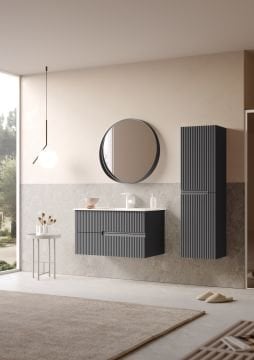 Orka Moonlight 90 Banyo Dolabı + Boy Dolabı 40 Antrasit ( Boy Dolabı Dahildir )