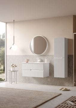 Orka Moonlight 90 Banyo Dolabı + Boy Dolabı 40 Beyaz ( Boy Dolabı Dahildir )