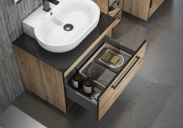 Orka Knidos 70+30 Banyo Dolabı Navaro ( Alt ve Üst Yan Boy Dolapları Dahildir )