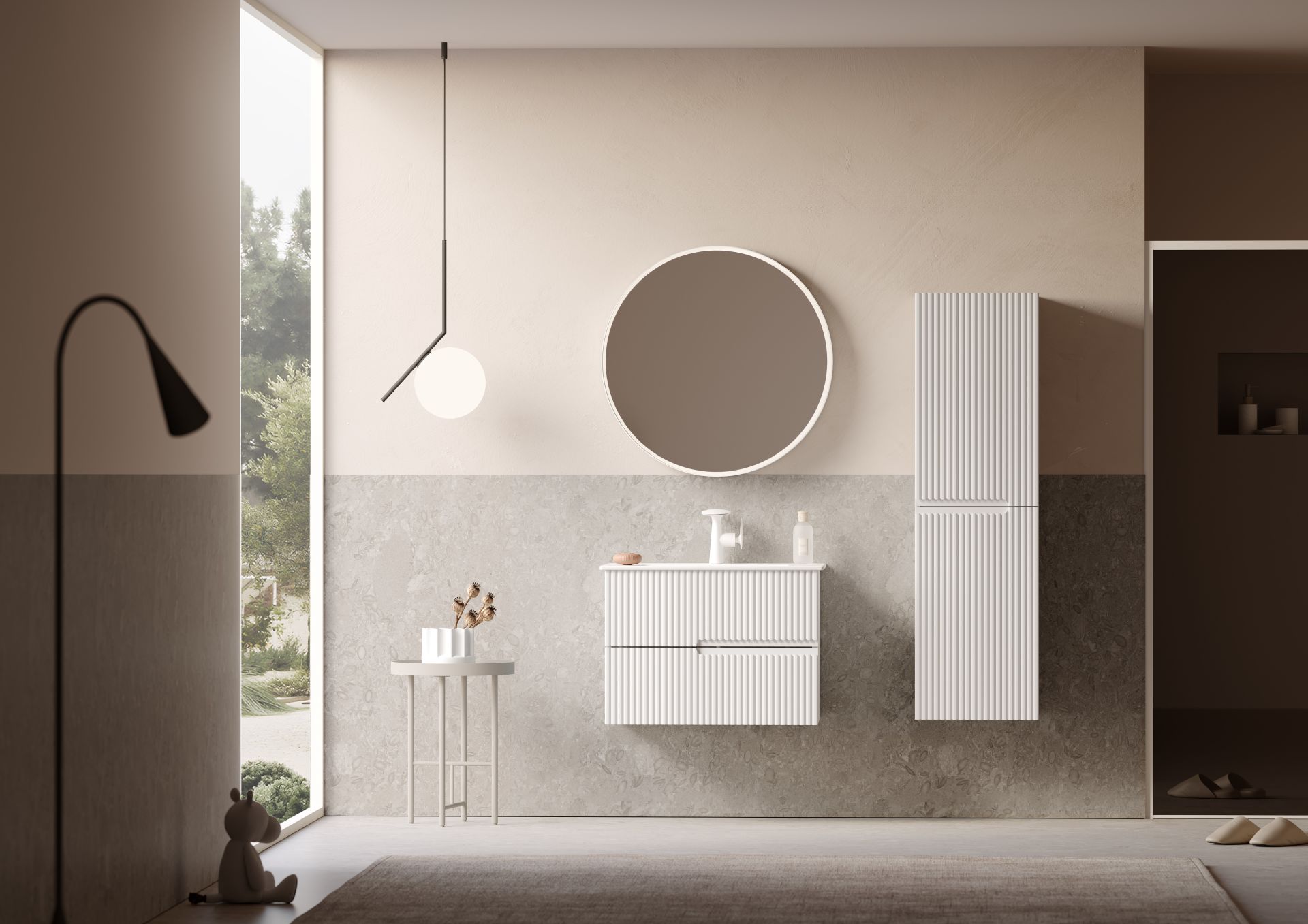 Orka Moonlight 70 Banyo Dolabı + Boy Dolabı 40 Beyaz ( Boy Dolabı Dahildir )