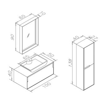 Orka Craft 100 Banyo Dolabı + Boy Dolabı 40 Ceviz / Mat Antrasit ( Boy Dolabı Dahildir )