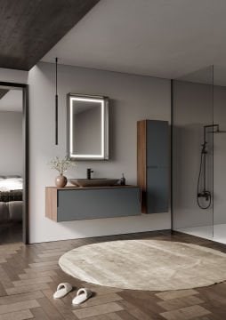 Orka Craft 100 Banyo Dolabı Ceviz / Mat Antrasit ( Boy Dolabı Hariçtir )