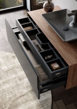 Orka Craft 80 Banyo Dolabı Ceviz / Mat Antrasit ( Boy Dolabı Hariçtir )