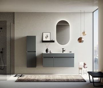 Orka Lusso 120 Banyo Dolabı + Boy Dolabı 40 Antrasit (Boy Dolabı Dahildir)