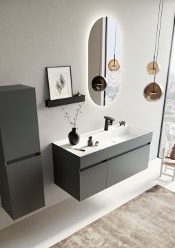 Orka Lusso 120 Banyo Dolabı + Boy Dolabı 40 Antrasit (Boy Dolabı Dahildir)