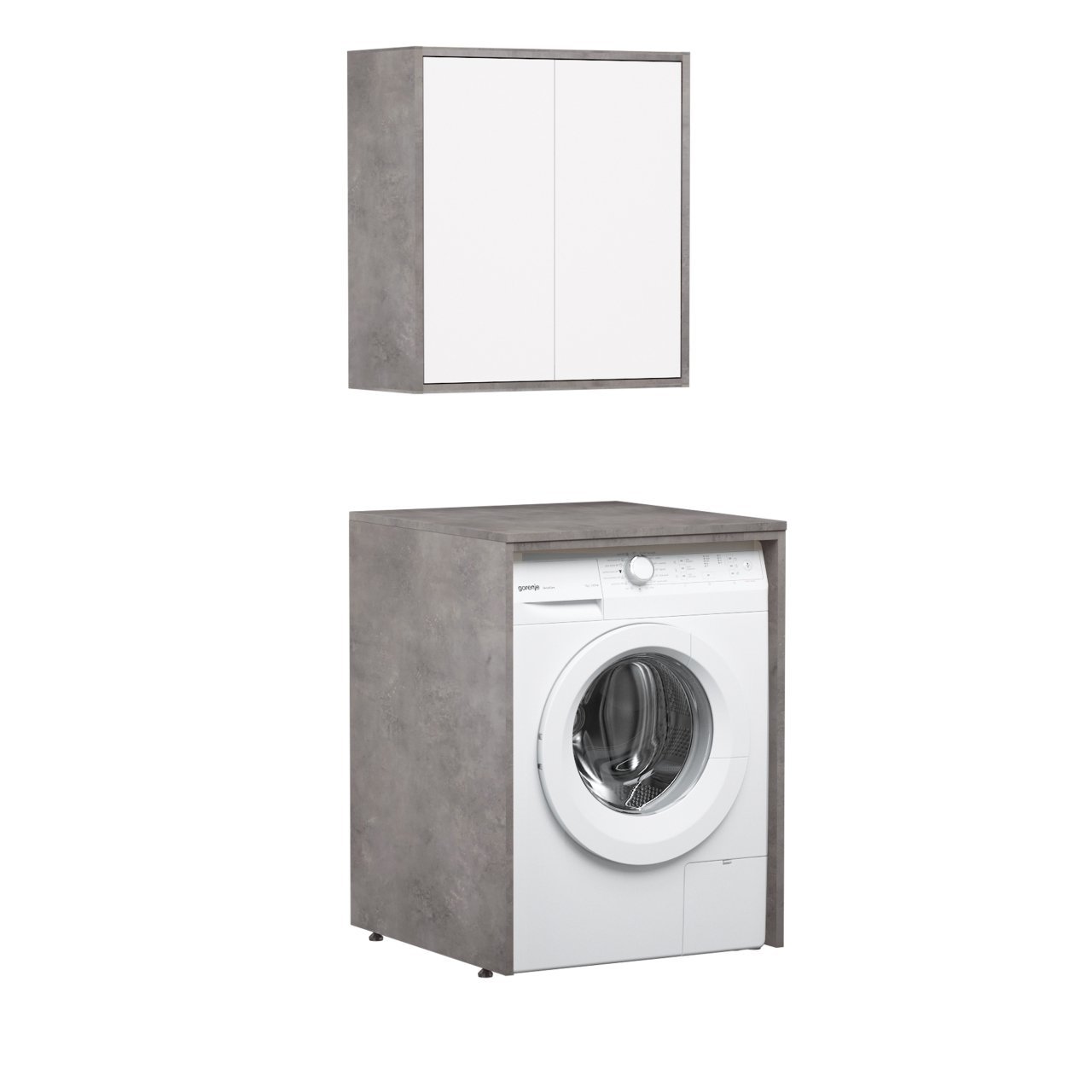 Orka Çamaşır Makinesi Dolabı Sedir 65 Banyo Dolabı Gri Taş Beyaz