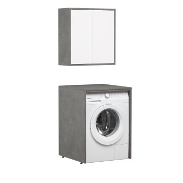 Orka Çamaşır Makinesi Dolabı Sedir 65 Banyo Dolabı Retro Gümüş Beyaz