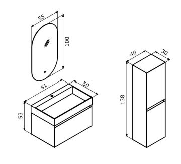 Orka Lusso 80 Banyo Dolabı Antrasit (Boy Dolabı Hariçtir)
