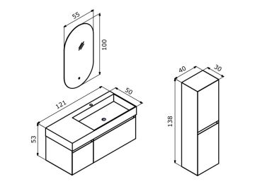 Orka Lusso 120 Banyo Dolabı + Boy Dolabı 40 Mavi (Boy Dolabı Dahildir)