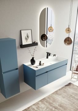 Orka Lusso 120 Banyo Dolabı Mavi (Boy Dolabı Hariçtir)