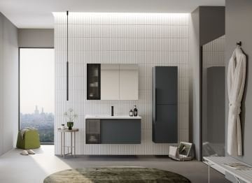 Orka Pure 100 Banyo Dolabı + Boy Dolabı 40 Antrasit (Boy Dolabı Dahildir)