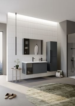 Orka Pure 100 Banyo Dolabı + Boy Dolabı 40 Antrasit (Boy Dolabı Dahildir)