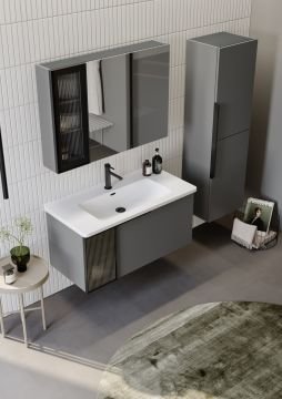 Orka Pure 100 Banyo Dolabı + Boy Dolabı 40 Gri (Boy Dolabı Dahildir)