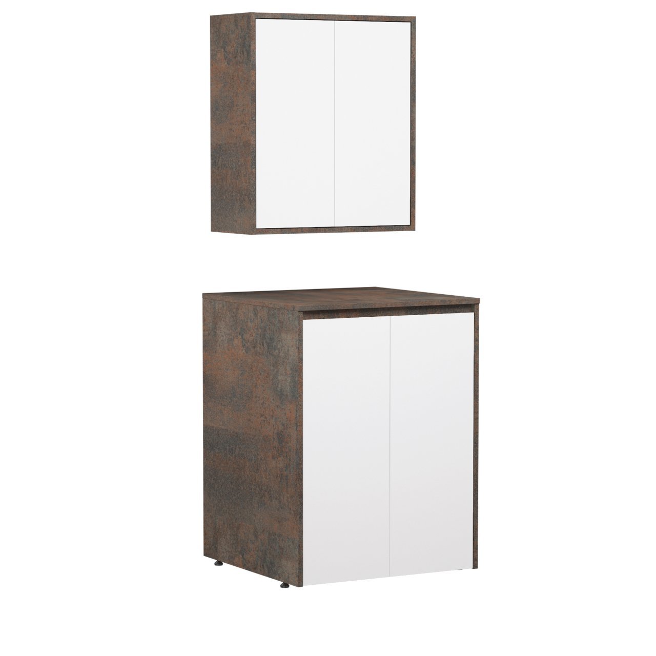 Orka Çamaşır Makinesi Dolabı Sedir 70 Banyo Dolabı Kahve Taş (Kapaklı) Beyaz