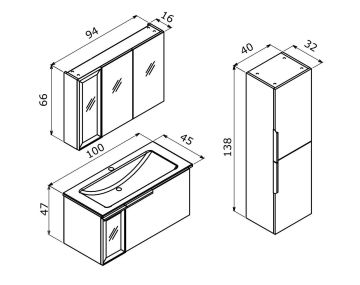 Orka Pure 100 Banyo Dolabı Beyaz (Boy Dolabı Hariçtir)