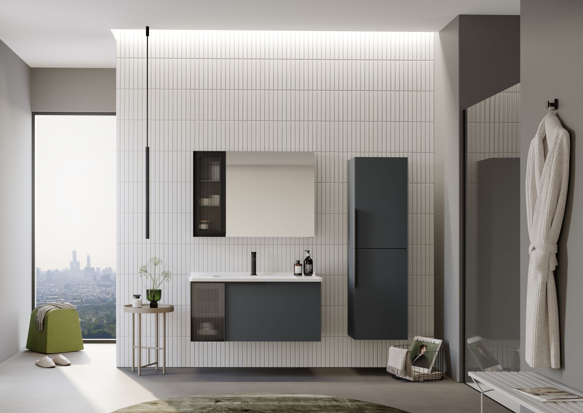 Orka Pure 80 Banyo Dolabı + Boy Dolabı 40 Antrasit (Boy Dolabı Dahildir)