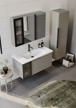 Orka Pure 80 Banyo Dolabı + Boy Dolabı 40 Vizon (Boy Dolabı Dahildir)