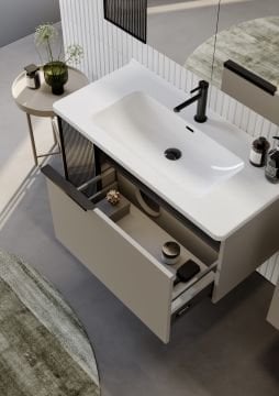 Orka Pure 80 Banyo Dolabı + Boy Dolabı 40 Vizon (Boy Dolabı Dahildir)