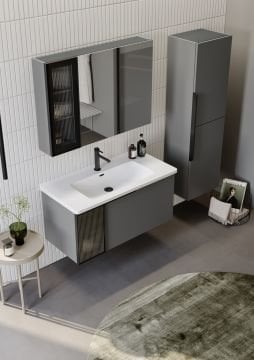 Orka Pure 80 Banyo Dolabı + Boy Dolabı 40 Gri (Boy Dolabı Dahildir)