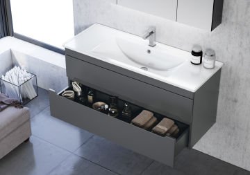 Orka Varna 120 Banyo Dolabı + Boy Dolabı 40 Antrasit ( Boy Dolabı Dahildir )