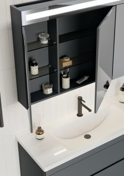 Orka Varna 120 Banyo Dolabı + Boy Dolabı 40 Antrasit ( Boy Dolabı Dahildir )