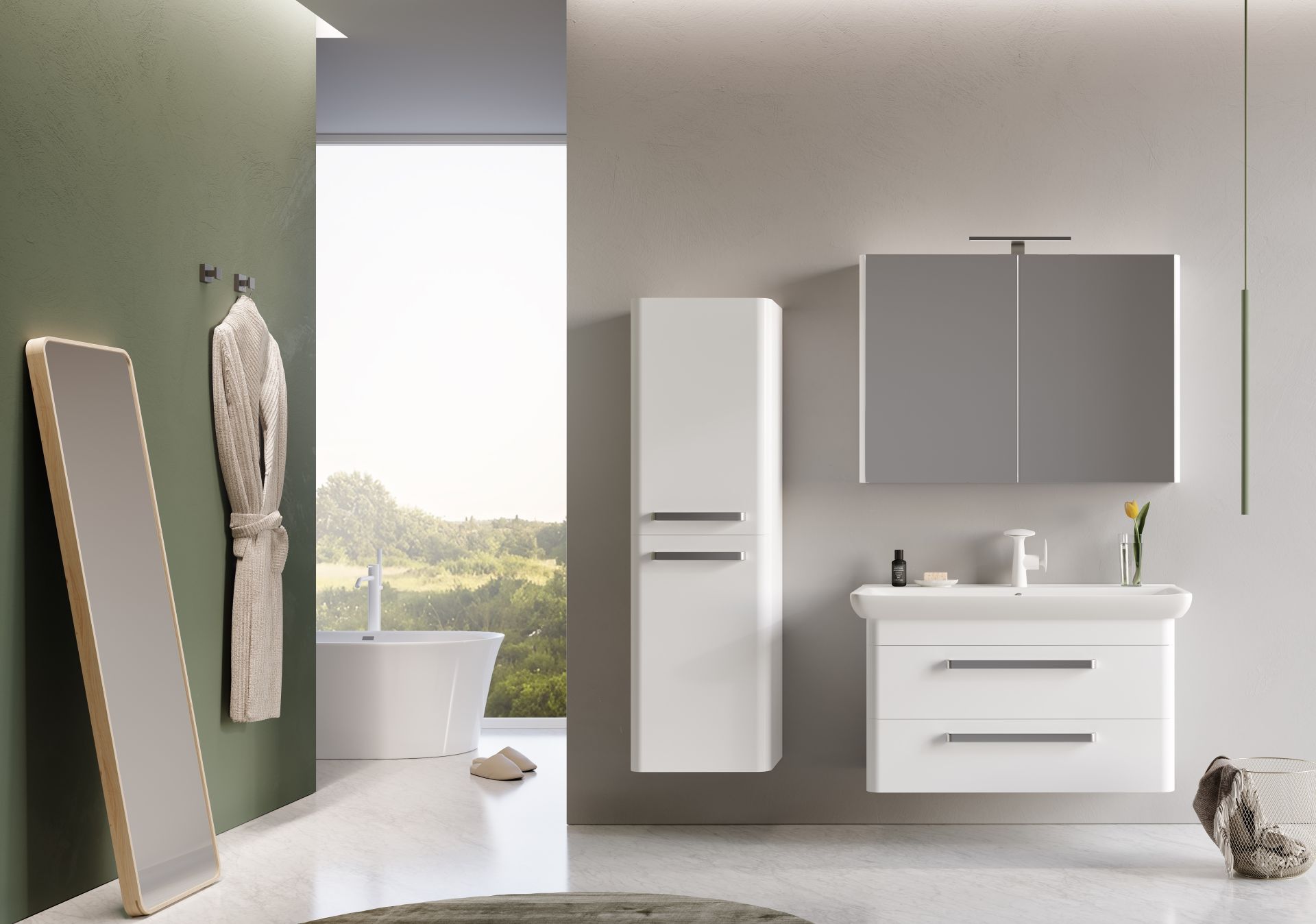 Orka Rose 80 Banyo Dolabı + Boy Dolabı 40 Beyaz ( Boy Dolabı Dahildir )