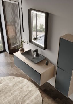 Orka Craft 120 Banyo Dolabı + Boy Dolabı 40 Ceviz / Mat Antrasit ( Boy Dolabı Dahildir )