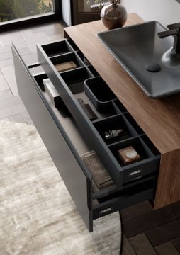 Orka Craft 120 Banyo Dolabı Ceviz / Mat Antrasit ( Boy Dolabı Hariçtir )