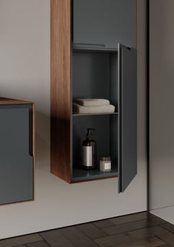 Orka Craft 120 Banyo Dolabı Ceviz / Mat Antrasit ( Boy Dolabı Hariçtir )