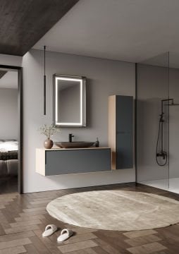 Orka Craft 100 Banyo Dolabı Meşe / Mat Antrasit ( Boy Dolabı Hariçtir )