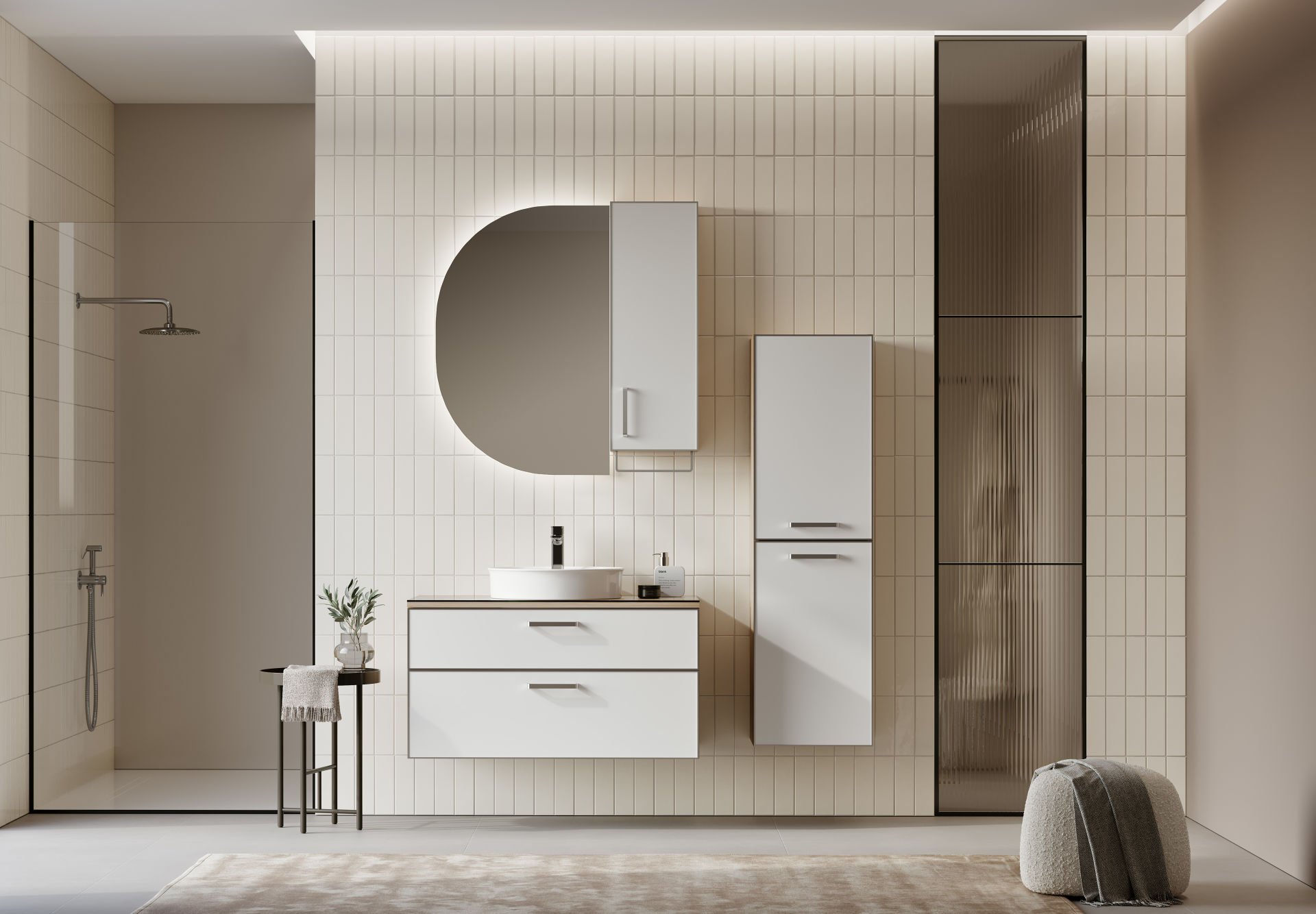 Orka Salerno 75 Banyo Dolabı + Boy Dolabı 40 Legnano / Mat Beyaz ( Boy Dolabı Dahildir )