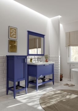 Orka Bastle 80 Banyo Dolabı + Boy Dolabı 48 Lacivert (Boy Dolabı Dahildir)