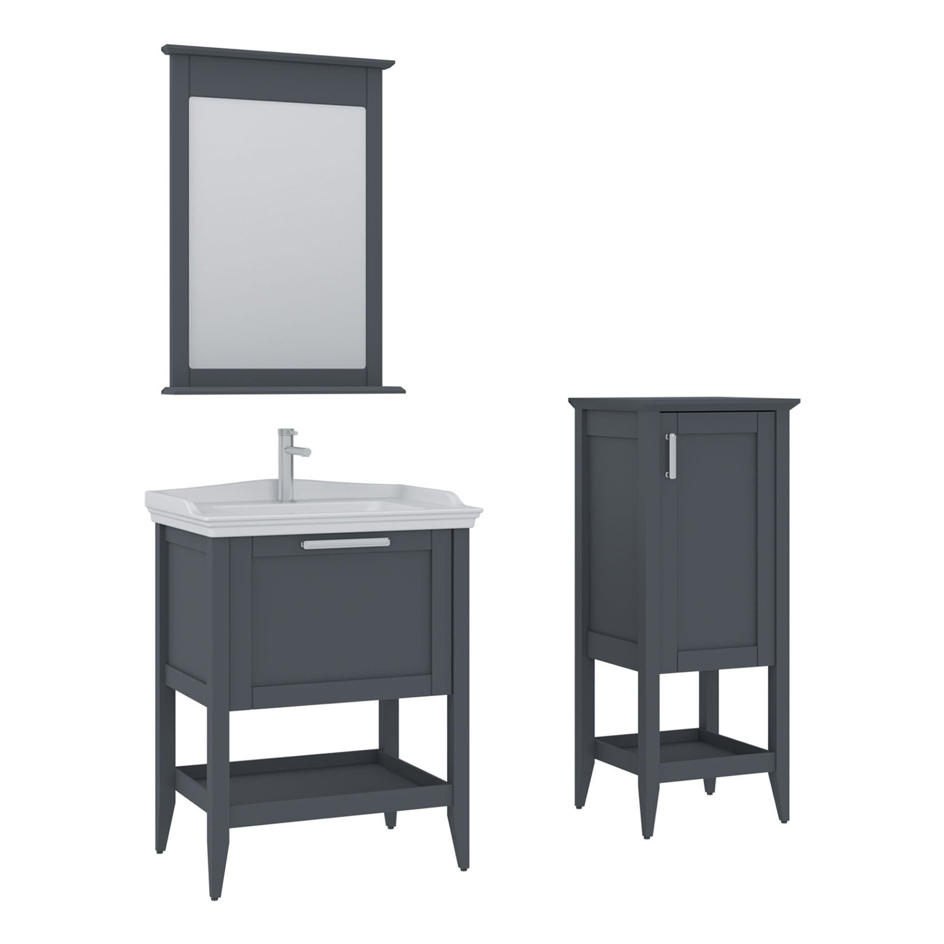 Orka Bastle 65 Banyo Dolabı + Boy Dolabı 48 Antrasit (Boy Dolabı Dahildir)