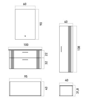 Orka Bari 100 Banyo Dolabı (Led Aynalı) Mat Soft Yeşil ( Boy Dolabı Hariçtir )
