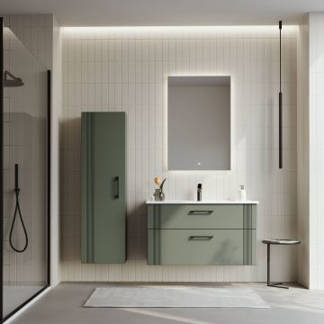 Orka Bari 100 Banyo Dolabı (Led Aynalı) Mat Soft Yeşil ( Boy Dolabı Hariçtir )