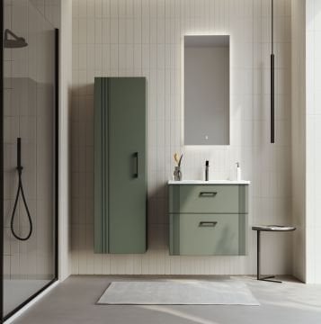 Orka Bari 65 Banyo Dolabı (Led Aynalı) + Boy Dolabı 40 Mat Soft Yeşil ( Boy Dolabı Dahildir )