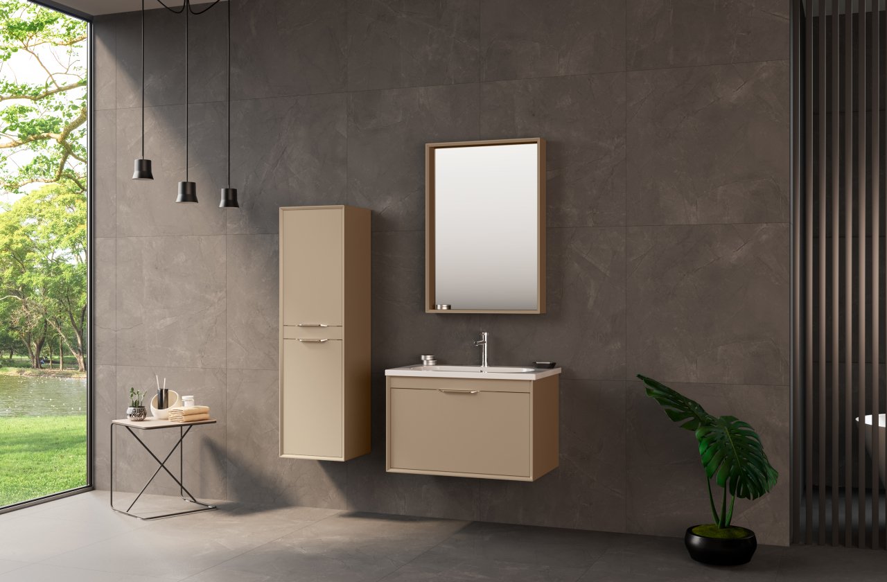 Orka Clay 80 Banyo Dolabı Sahra (Boy Dolabı Hariçtir) Beyaz