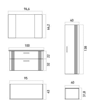 Orka Bari 100 Banyo Dolabı (Dolaplı Aynalı) + Boy Dolabı 40 Mat Soft Yeşil ( Boy Dolabı Dahildir )