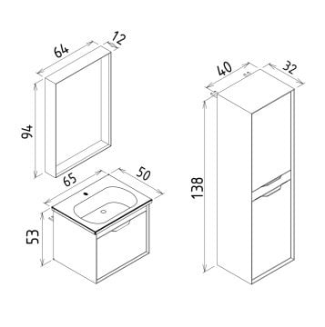 Orka Clay 65 Banyo Dolabı + Boy Dolabı 40 Sahra (Boy Dolabı Dahildir)