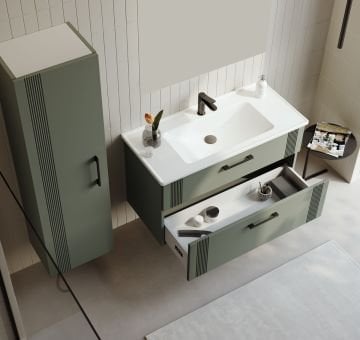 Orka Bari 100 Banyo Dolabı (Dolaplı Aynalı) Mat Soft Yeşil ( Boy Dolabı Hariçtir )