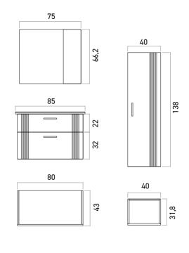 Orka Bari 85 Banyo Dolabı (Dolaplı Aynalı) + Boy Dolabı 40 Mat Soft Yeşil ( Boy Dolabı Dahildir )