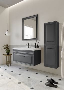 Orka Design 105 Banyo Dolabı + Boy Dolabı 40 Antrasit ( Boy Dolabı Dahildir )