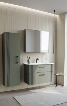 Orka Bari 85 Banyo Dolabı (Dolaplı Aynalı) Mat Soft Yeşil ( Boy Dolabı Hariçtir )