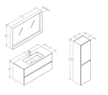 Orka Nest 120 Banyo Dolabı Antrasit (Boy Dolabı Hariçtir)