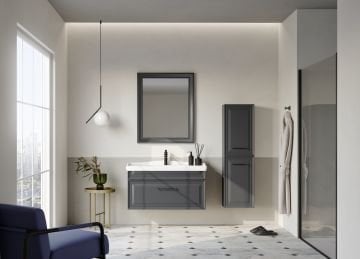 Orka Design 85 Banyo Dolabı + Boy Dolabı 40 Antrasit ( Boy Dolabı Dahildir )