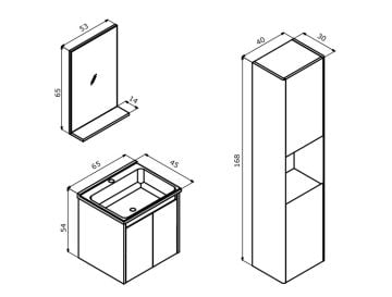 Orka Düden 65 Banyo Dolabı ( Kapaklı ) + Boy Dolabı 40 Odeon Beyaz Meşe ( Boy Dolabı Dahildir )